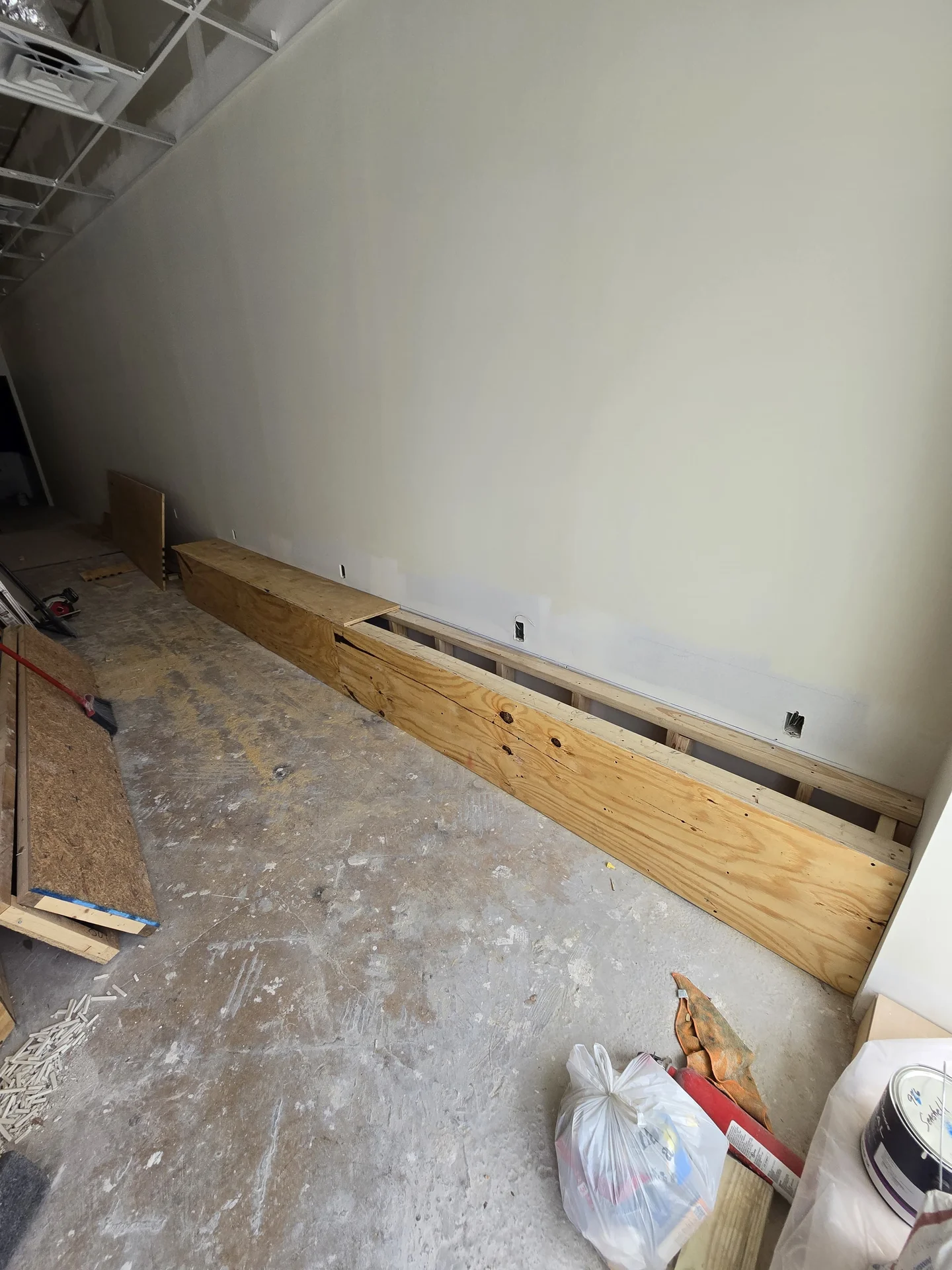 Room with the subfloor prepped before new flooring goes down
